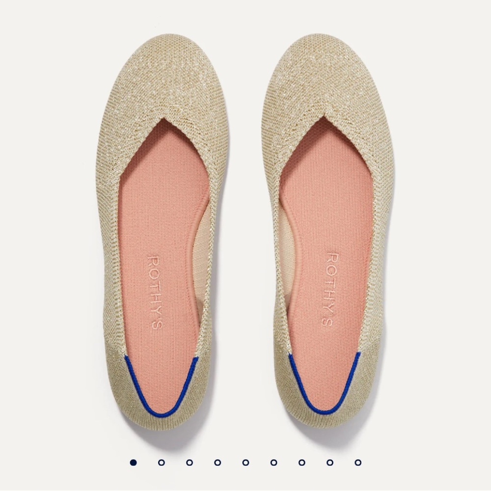 Rothy’s The Flat in Light Gold Metallic Size 9